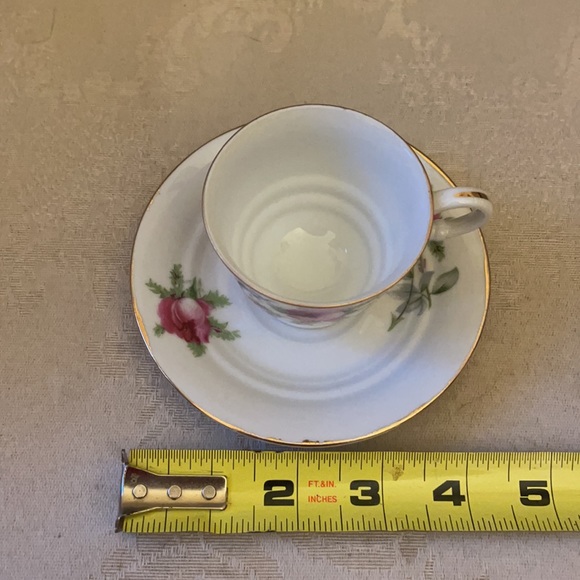 Lefton hand-painted rose pattern porcelain demitasse espresso tea cup saucer set - Picture 12 of 12